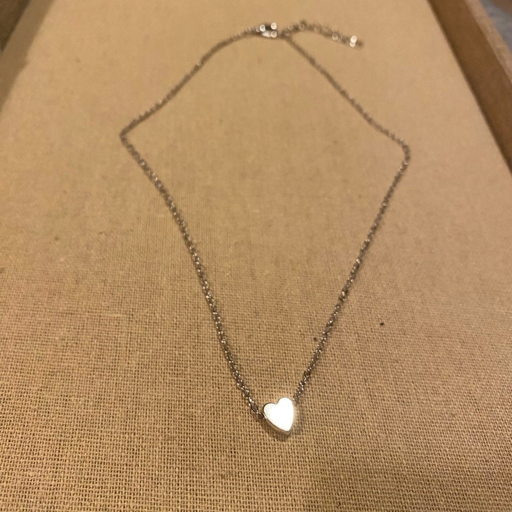 Silver Heart Necklace • Choker • Layering - Picture 3 of 4